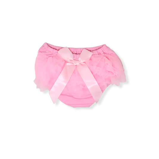 Panal draper with mini ruffles and bow 3-6m pastel pink