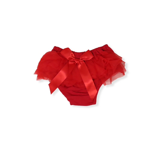 Panal cover with mini ruffles and bow 0-3m red