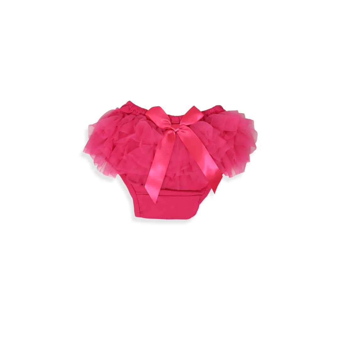 Panal cover with mini ruffles and bow 6-9m fuchsia