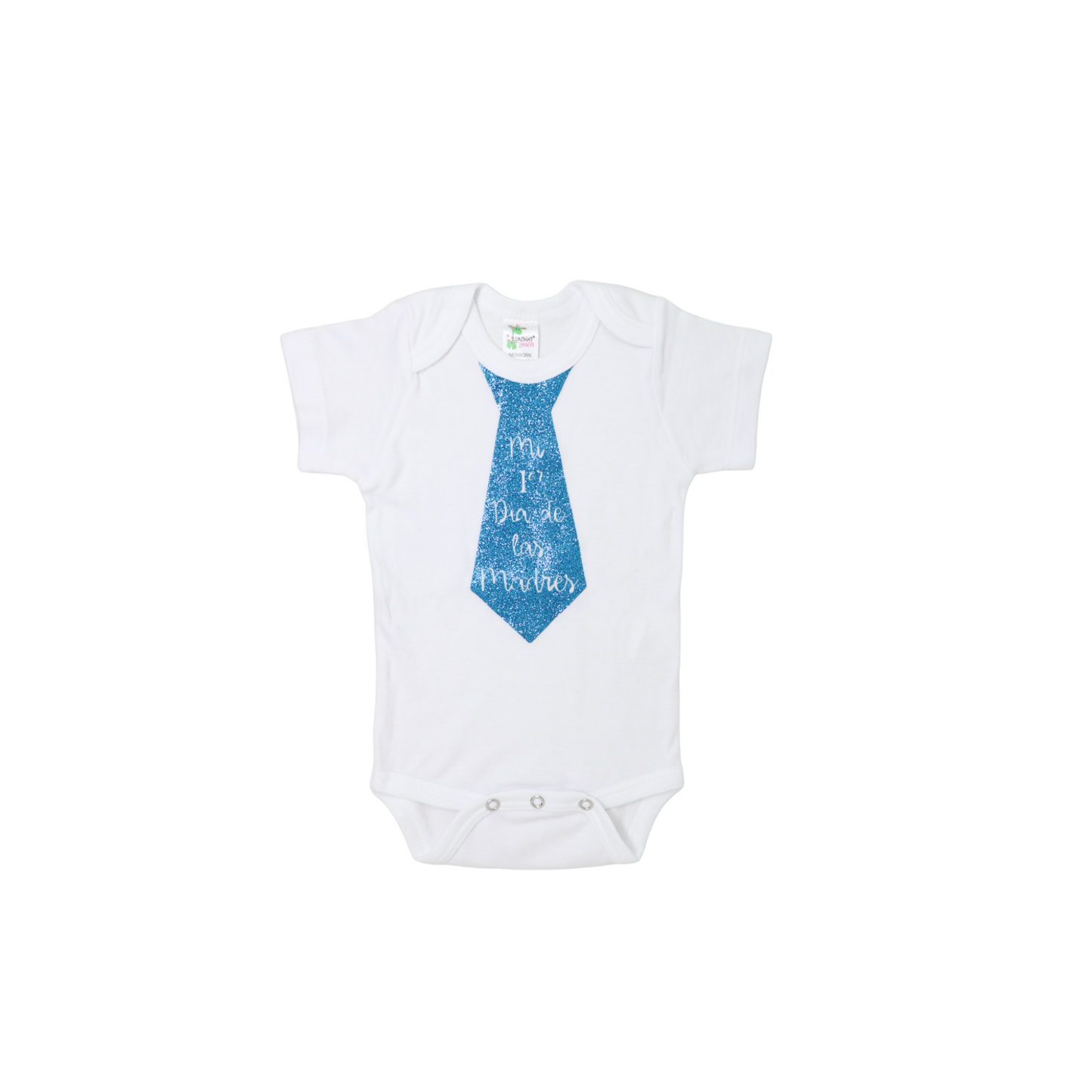 Newborn bodysuit with turquoise My First Mother's Day print