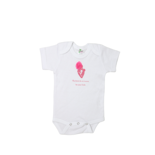 Newborn bodysuit with print A kiss from my mom cures everything pink