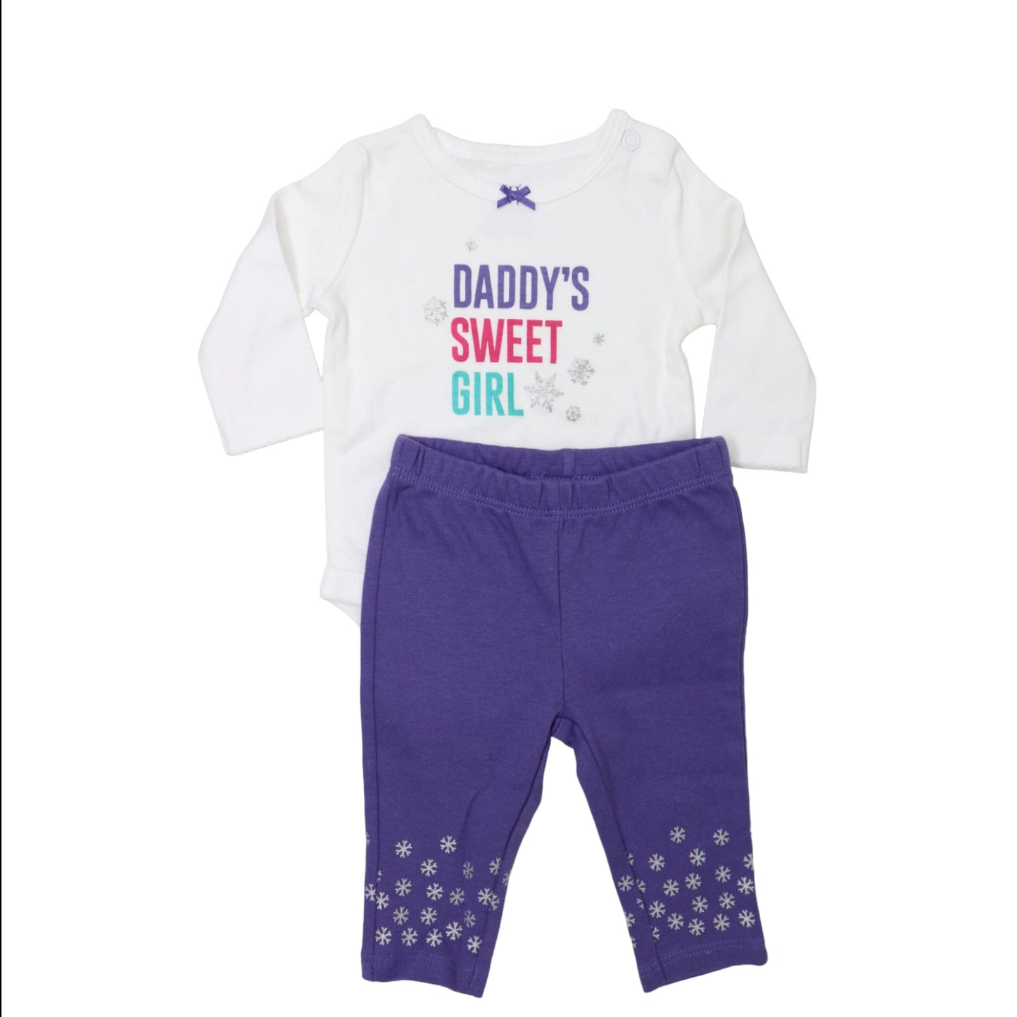 Purple long-sleeved bodysuit with pants Daddys sweet girl newborn