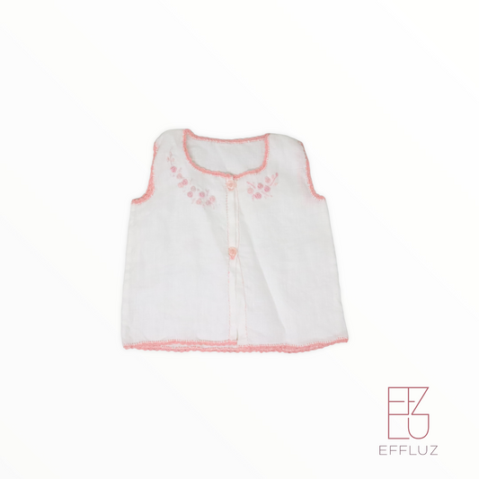 Handmade baby shirt with pink border Premature