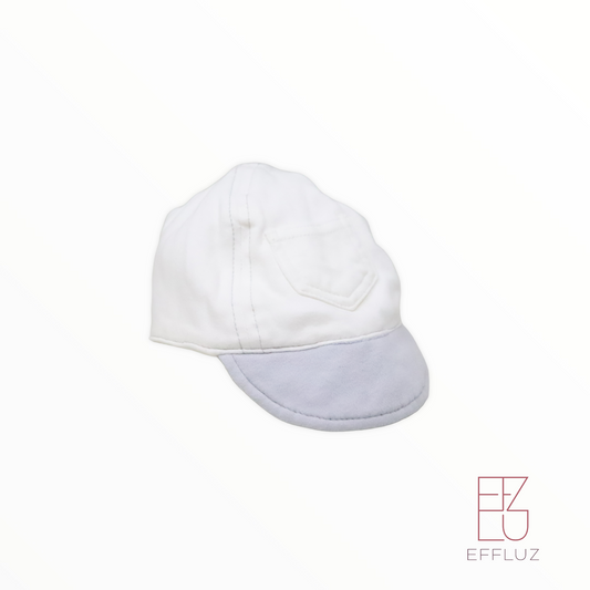 Gorra de algodon color blanco y gris 0-12m