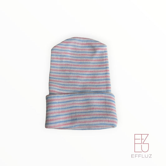 Gorrito para micro prematuro 1 a 2lb - blanco con rayas rosadas y celeste 710BP - Bebé prematuro