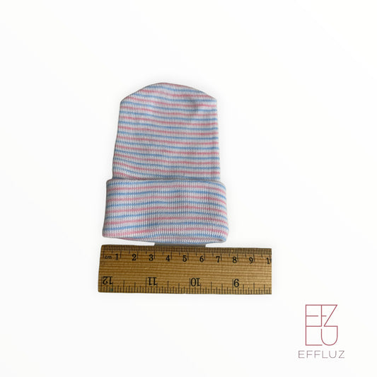 Gorrito para micro prematuro 1 a 2lb - blanco con rayas rosadas y celeste 710BP - Bebé prematuro
